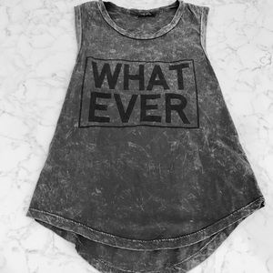 WHAT EVER grey distressed tee